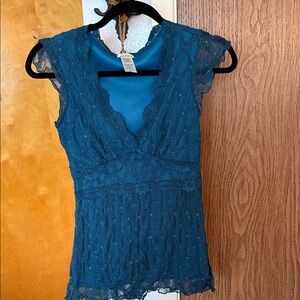 Studio Y Y2K Turquoise Lace Top
